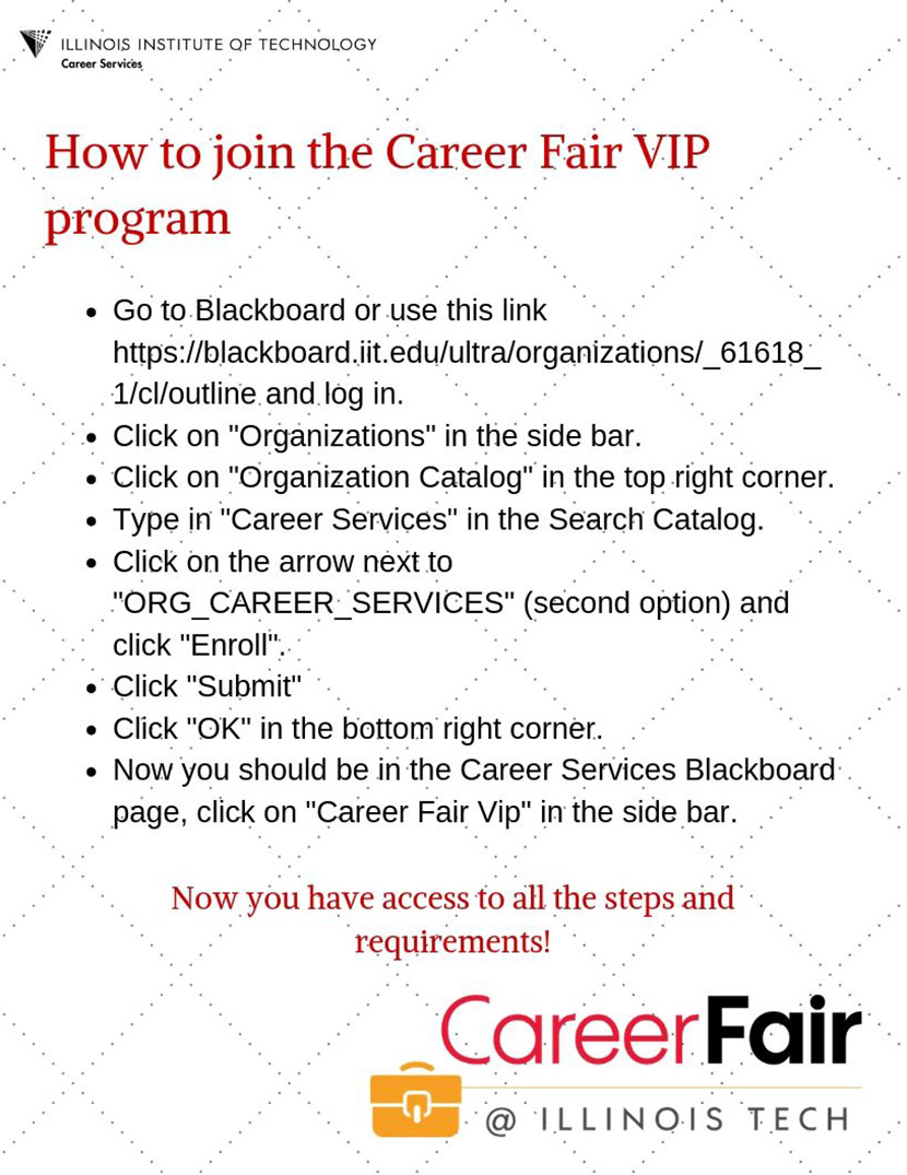 Career Fair VIP Program Illinois Institute of Technology