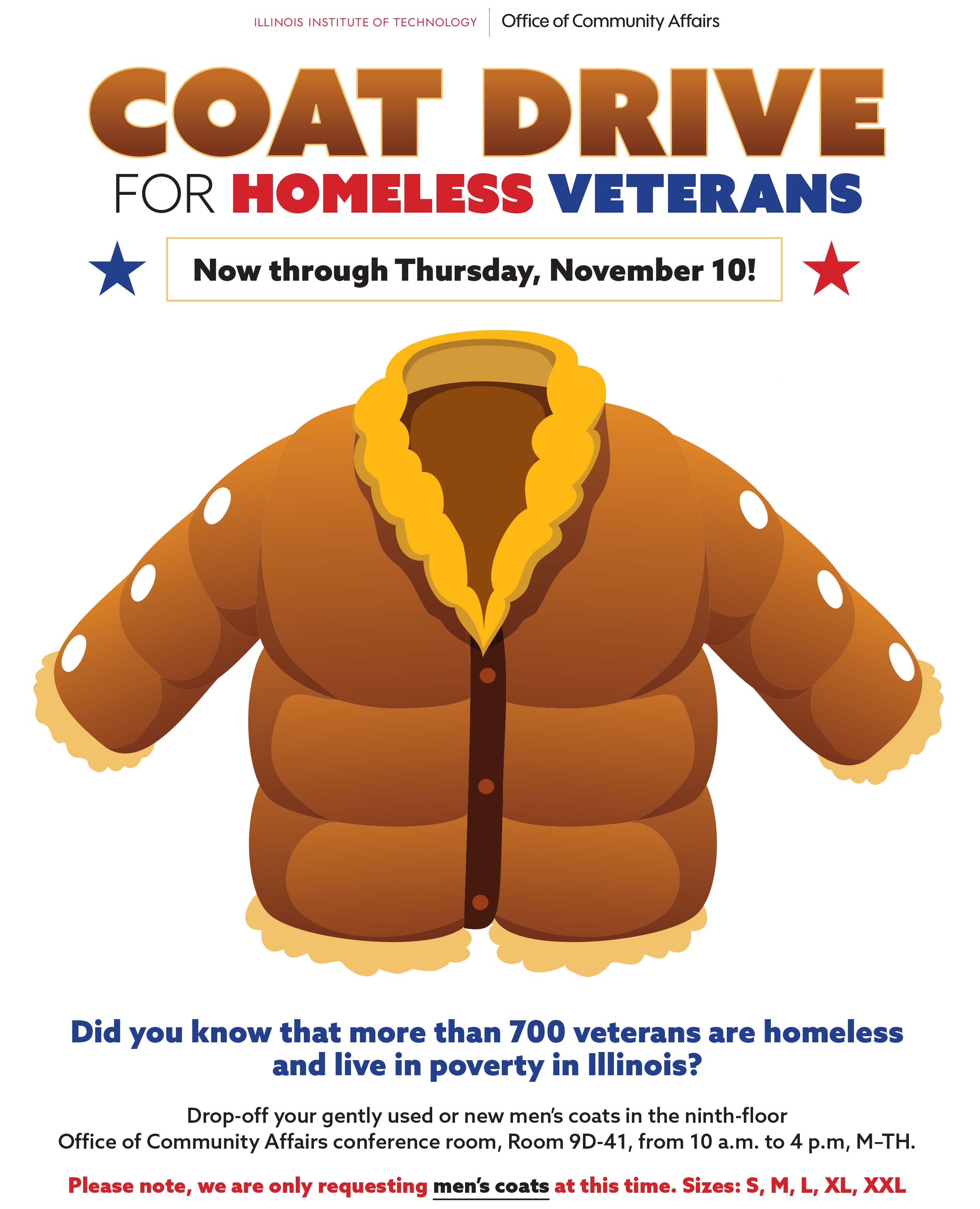 Coat Drive for Homeless Veterans Illinois Institute of Technology