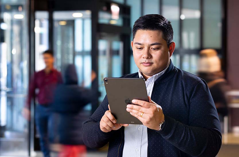 Student working on a tablet