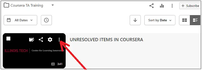 Hover over the video and click on the three dots