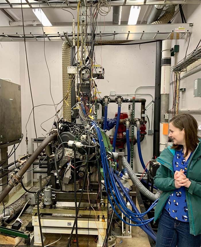 Associate Professor Carrie Hall in her lab