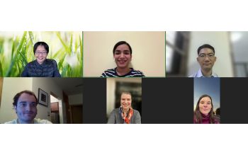 Photo from SAS Hackathon event. From left to right, first row: Sou-Cheng Choi, Narges Hosseinzadeh, and Jeffrey Li. Second row from left to right: Brandon Sharp, Irina Ivanova, and Irina Klein.