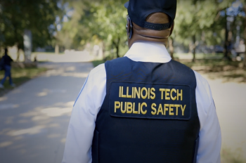 Image of Illinois Tech Public Safety Watch Commander Corey Banks facing away from camera.