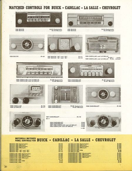 Motorola 1940 Catalog Page Car Radio Controls