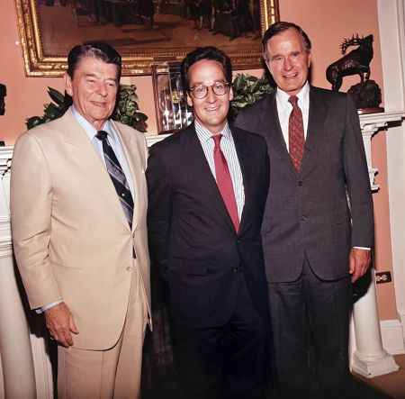 President Ronald Reagan, Michael P. Galvin, and Vice President George H. W. Bush