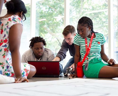 Students working during an Elevate College Prep program