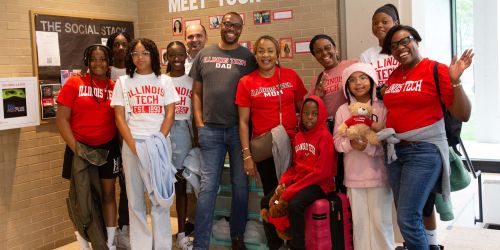 A new student and their family move in on August 14, 2023