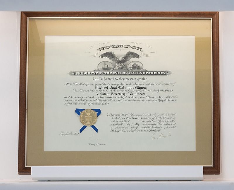 Certificate of Presidential Appointment of Michael P. Galvin (LAW ’78)